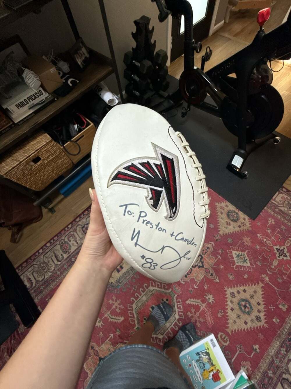 Atlanta Falcons Autographed White Football #83 Signed